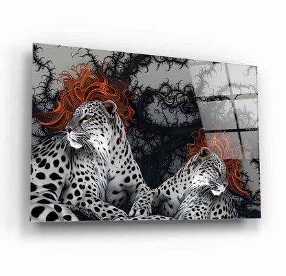 Un Couple de Léopards Tableau en Verre Trempé