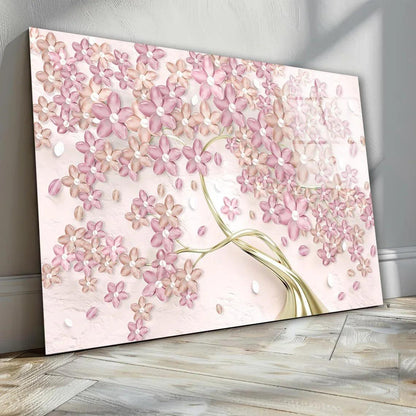 Pink Tree Glass Wall Art - LUXARTDECO