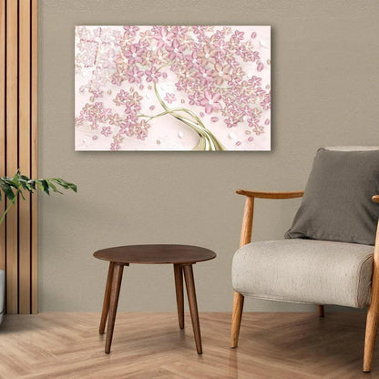 Pink Tree Glass Wall Art - LUXARTDECO