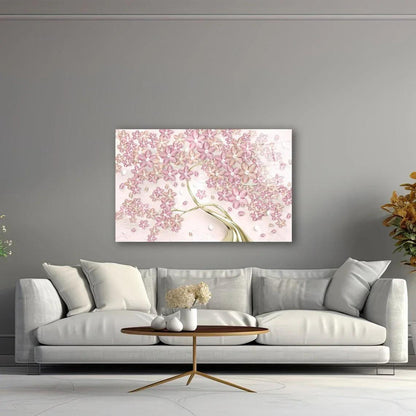 Pink Tree Glass Wall Art - LUXARTDECO