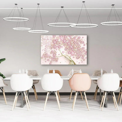 Pink Tree Glass Wall Art - LUXARTDECO