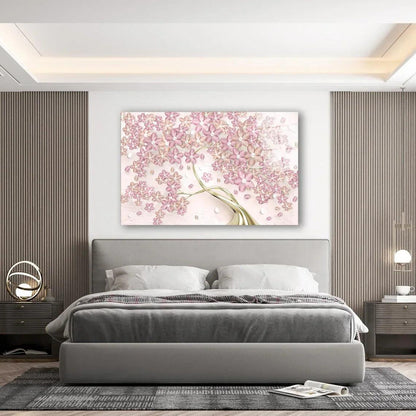 Pink Tree Glass Wall Art - LUXARTDECO