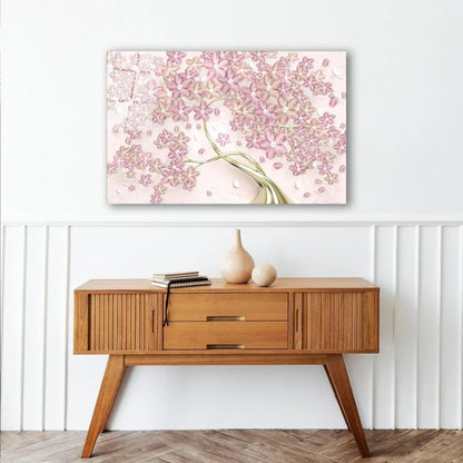 Pink Tree Glass Wall Art - LUXARTDECO
