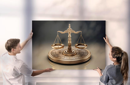 La Balance Dorée de la Justice Tableau en Verre Trempé