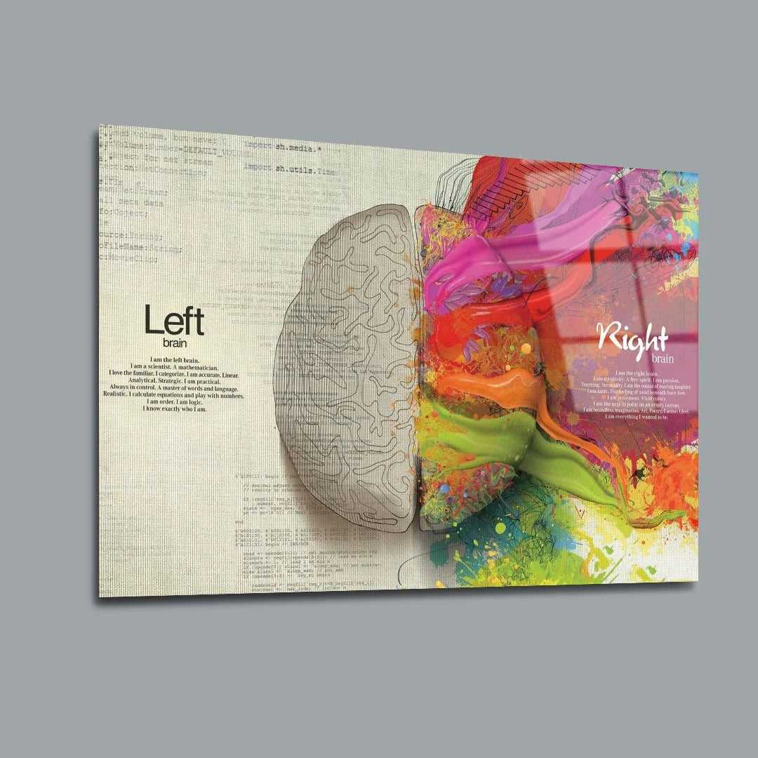 Left and Right Brain Glass Wall Art