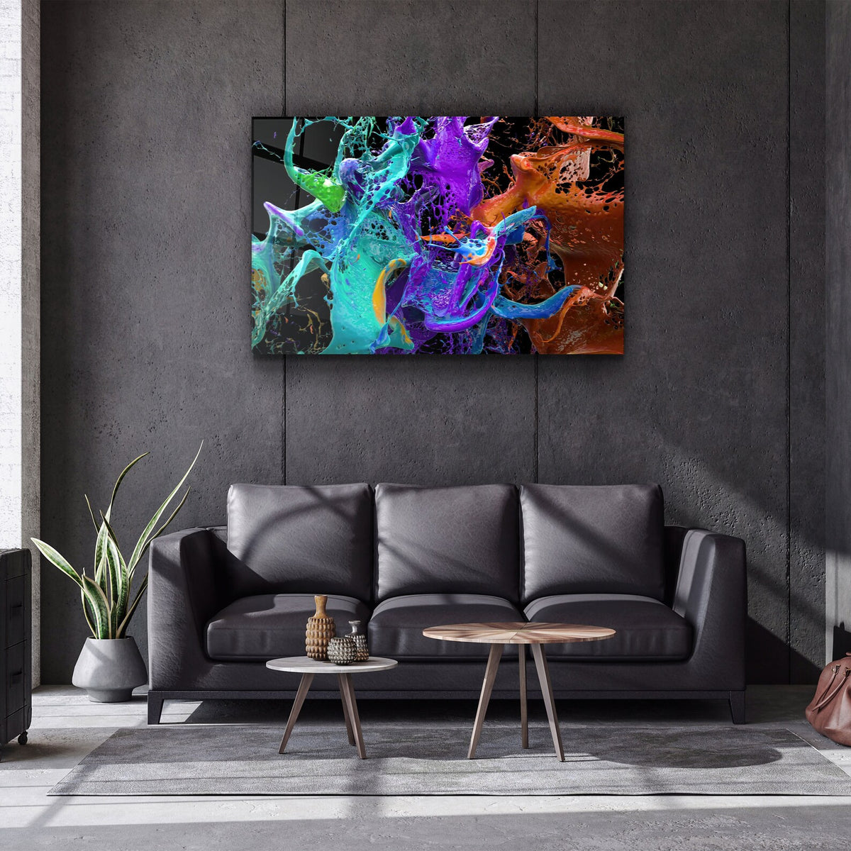 Fluido Astratto Quadro in Vetro Temperato