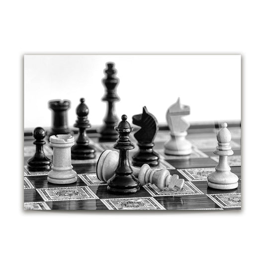 Black & White Chess Glass Wall Art