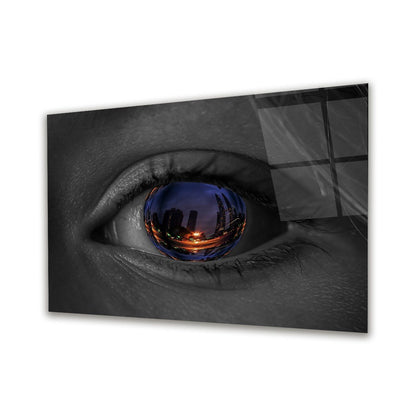 Città Negli Occhi Blu Quadro in Vetro Temperato