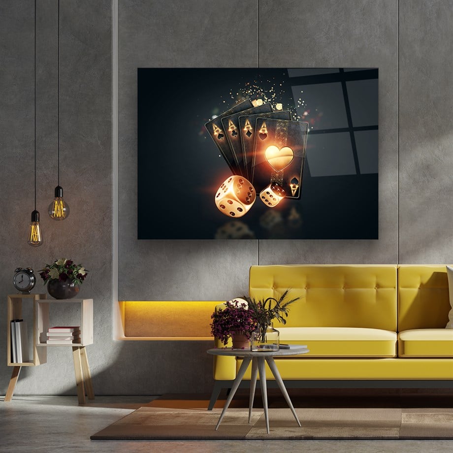 Playing Cards & Dice Glass Wall Art