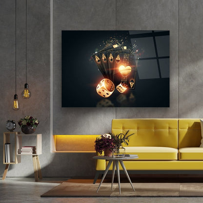 Playing Cards & Dice Glass Wall Art