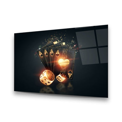 Playing Cards & Dice Glass Wall Art