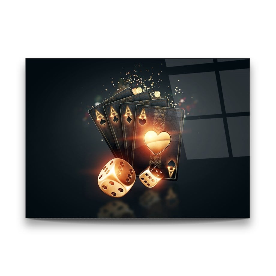 Playing Cards & Dice Glass Wall Art