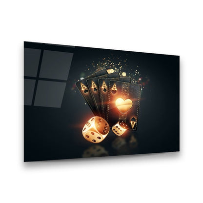 Playing Cards & Dice Glass Wall Art