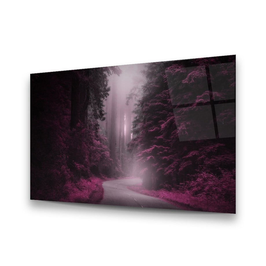 Misty Purple Forest Glass Wall Art