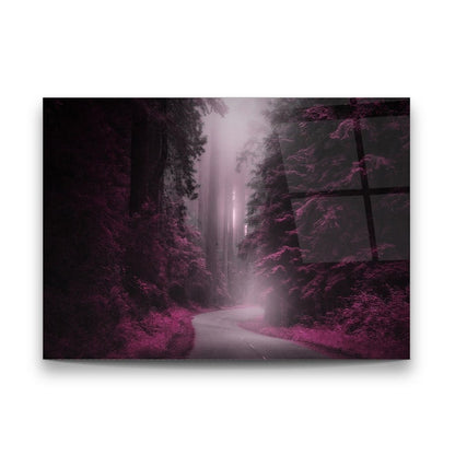 Misty Purple Forest Glass Wall Art