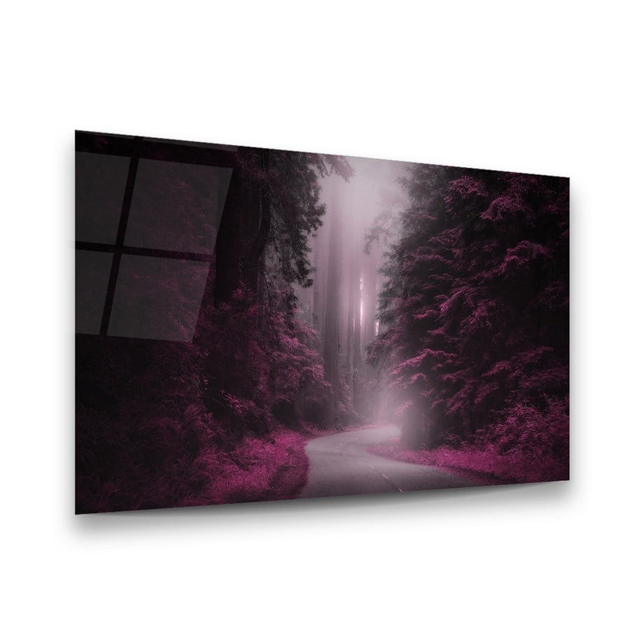 Misty Purple Forest Glass Wall Art
