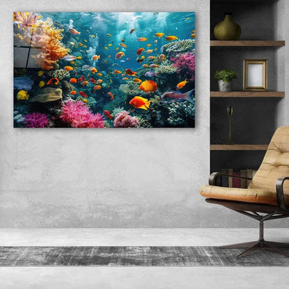 Coral Reef Glass Wall Art - LUXARTDECO