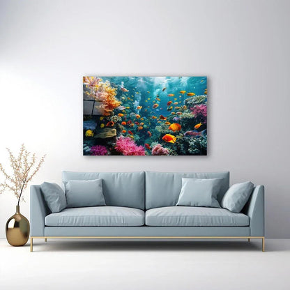 Coral Reef Glass Wall Art - LUXARTDECO