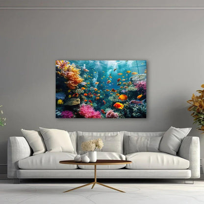 Coral Reef Glass Wall Art - LUXARTDECO