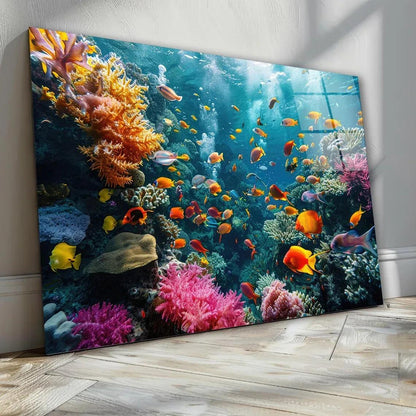 Coral Reef Glass Wall Art - LUXARTDECO