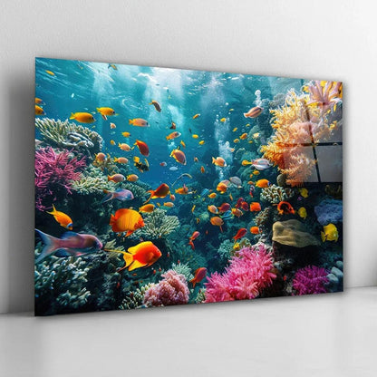 Coral Reef Glass Wall Art - LUXARTDECO