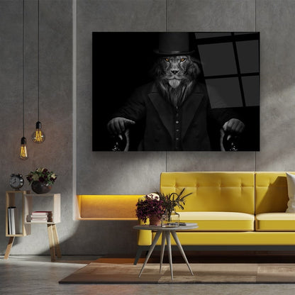 Gentleman Lion Glass Wall Art