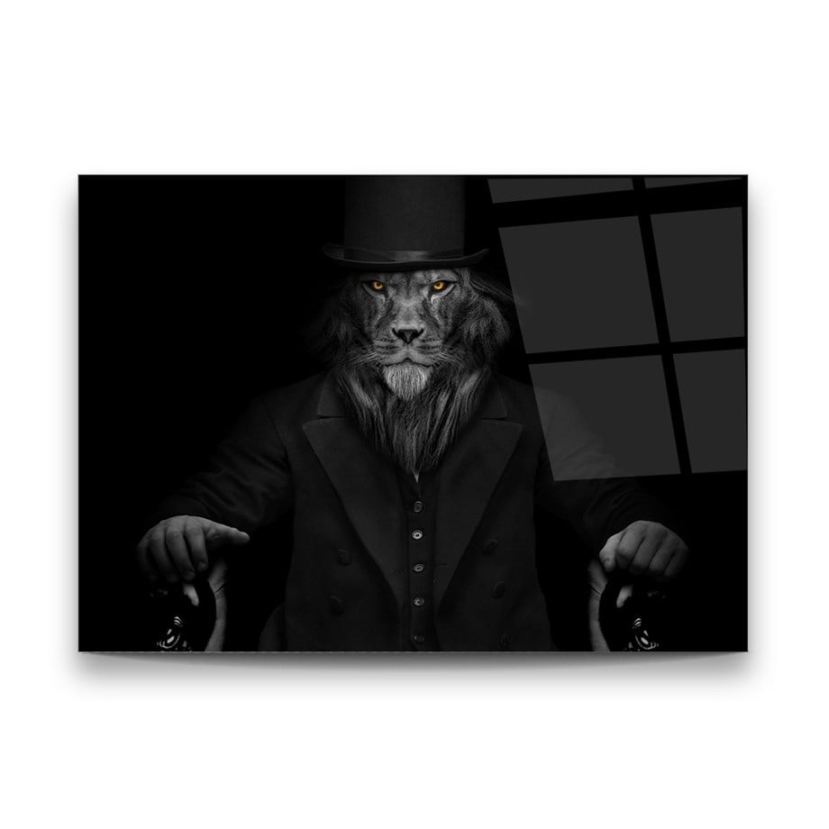 Gentleman Lion Glass Wall Art