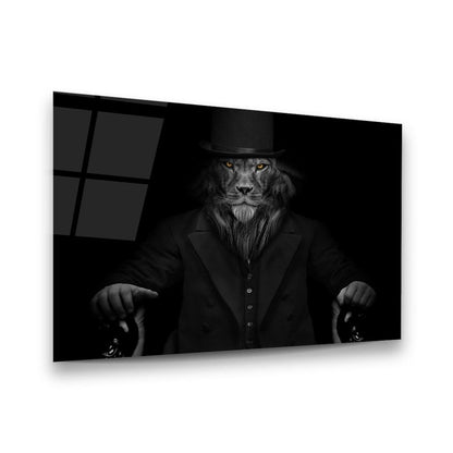Gentleman Lion Glass Wall Art