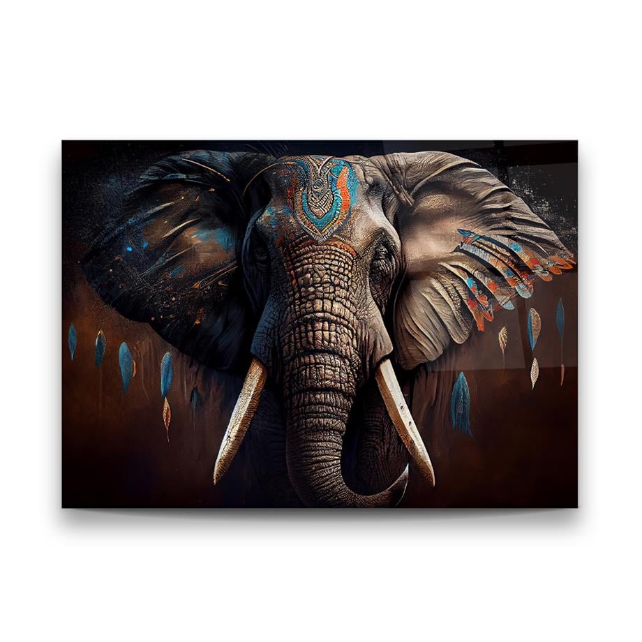 Ritratto di Elefante Quadro in Vetro Temperato