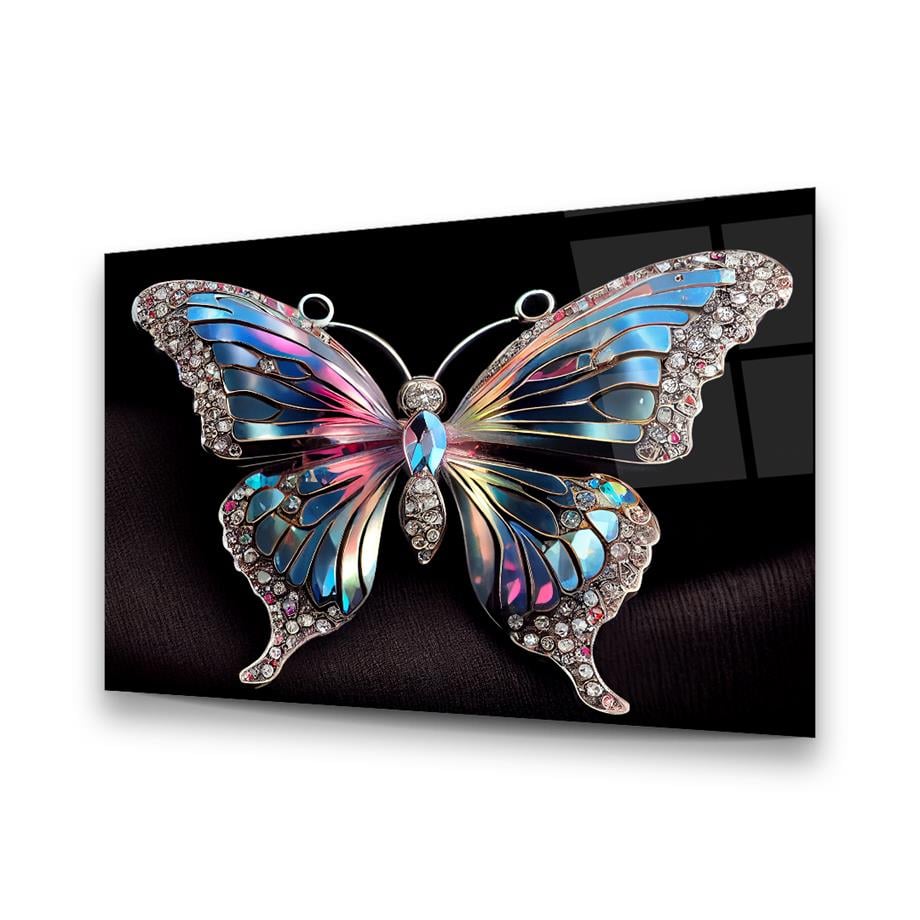 Jeweled Butterfly Glass Wall Art