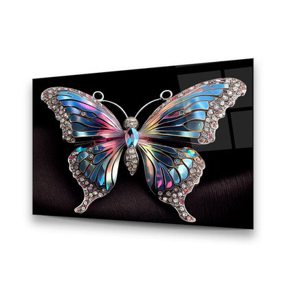 Jeweled Butterfly Glass Wall Art