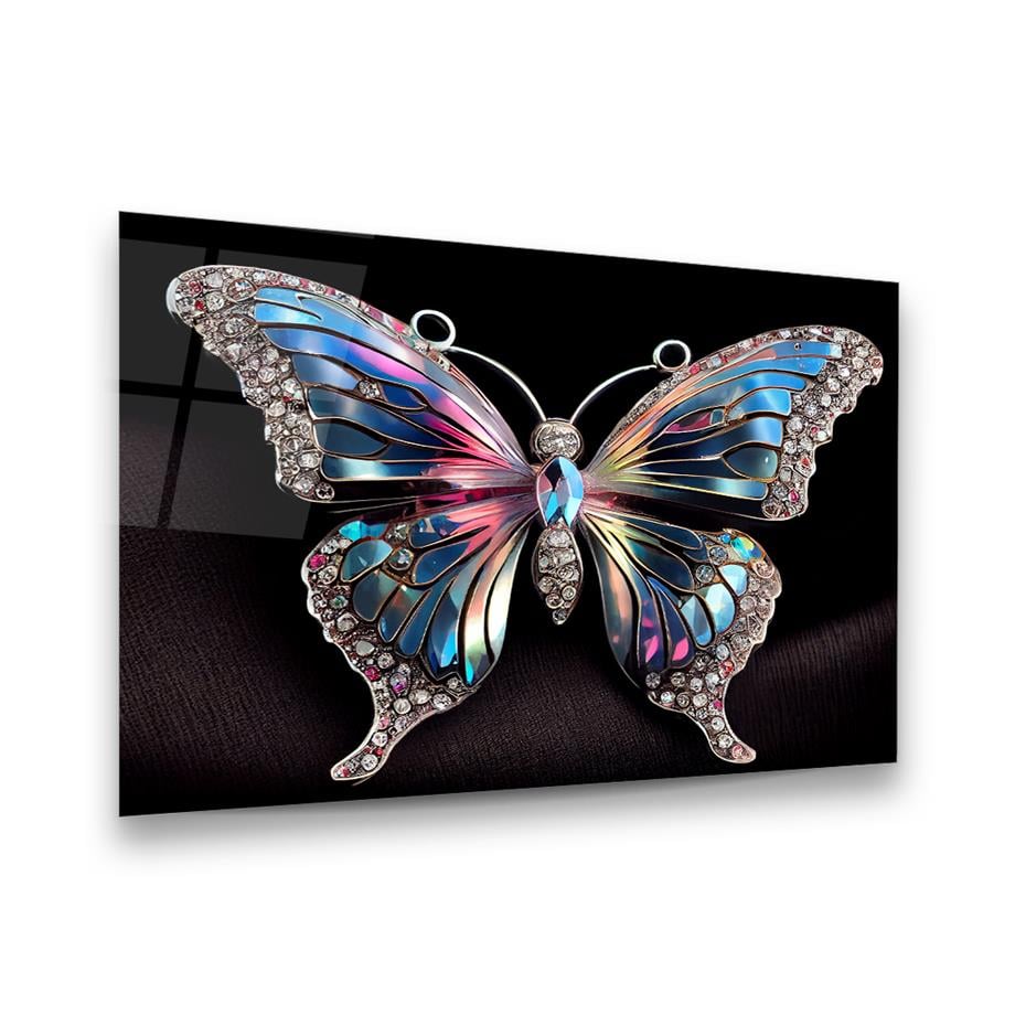 Jeweled Butterfly Glass Wall Art