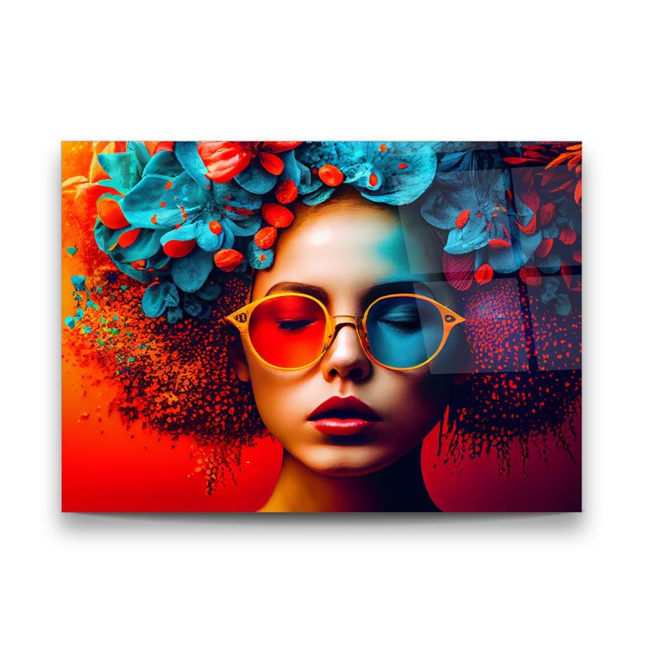 Femme Colorée et Glamour Tableau en Verre Trempé
