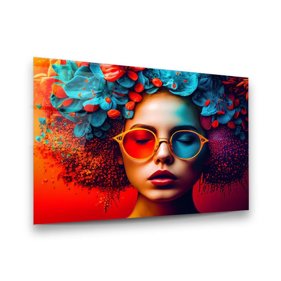 Femme Colorée et Glamour Tableau en Verre Trempé
