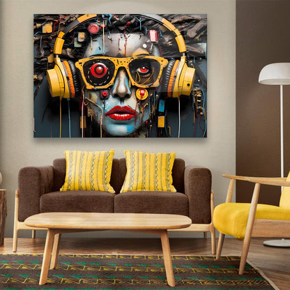 Donna Cyberpunk Quadro in Vetro Temperato