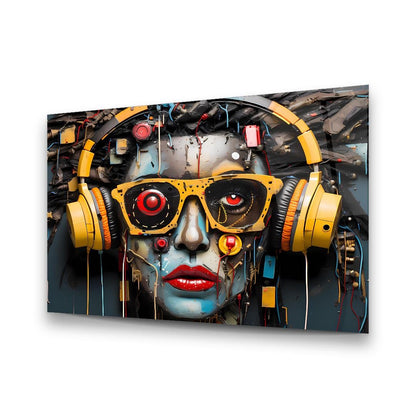 Donna Cyberpunk Quadro in Vetro Temperato