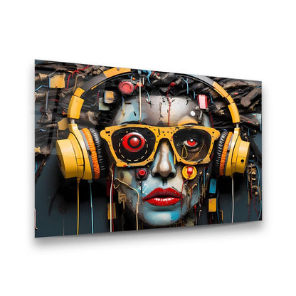 Donna Cyberpunk Quadro in Vetro Temperato