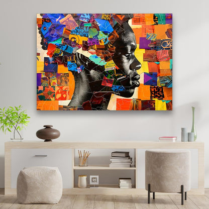 Colorful Collage Woman Glass Wall Art