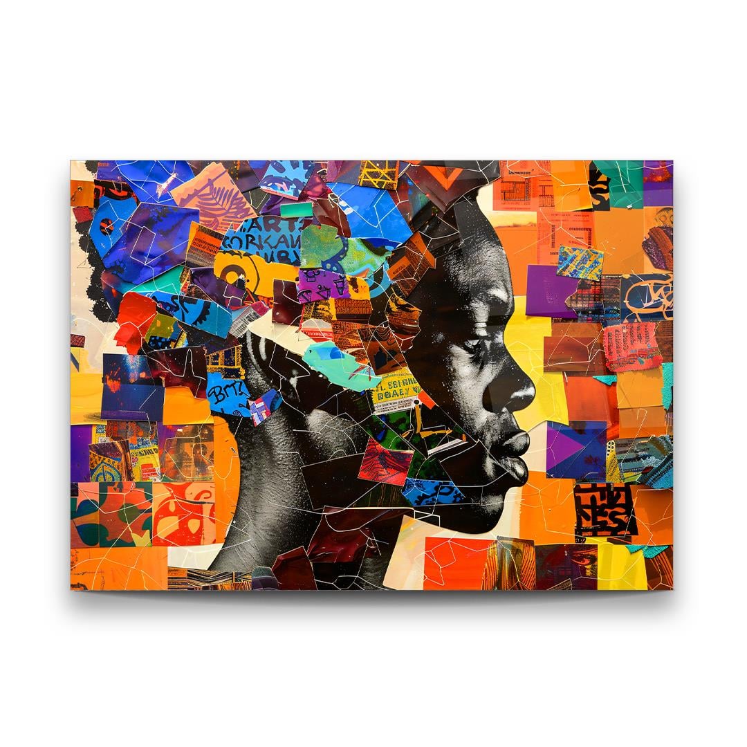 Colorful Collage Woman Glass Wall Art