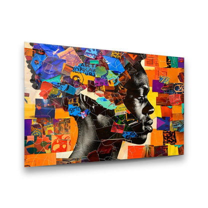 Colorful Collage Woman Glass Wall Art
