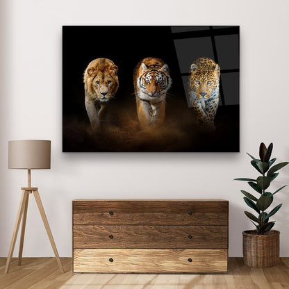 Wild Cats Trio Glass Wall Art