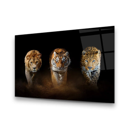 Wild Cats Trio Glass Wall Art