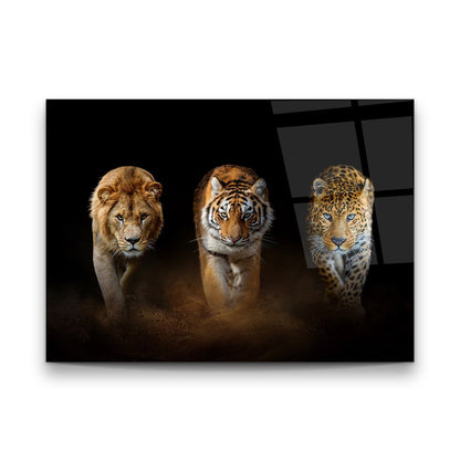 Wild Cats Trio Glass Wall Art