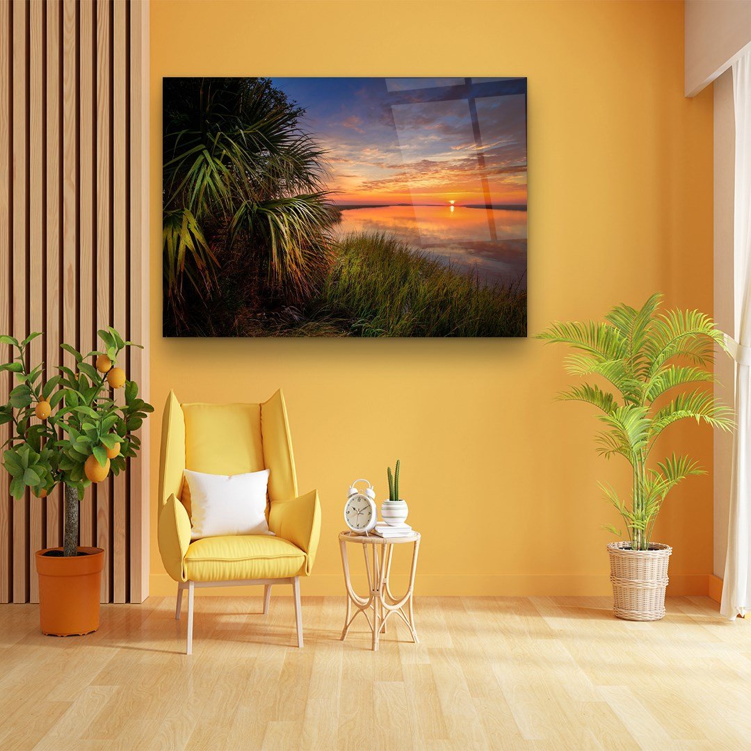 Coucher de Soleil  Tableau en Verre Trempé