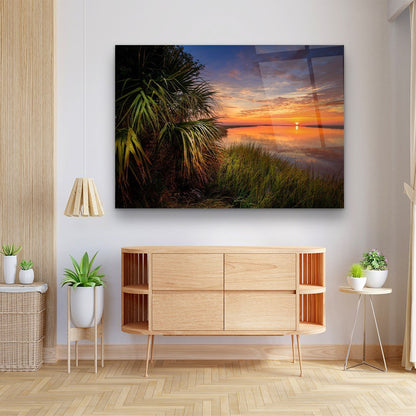 Coucher de Soleil  Tableau en Verre Trempé