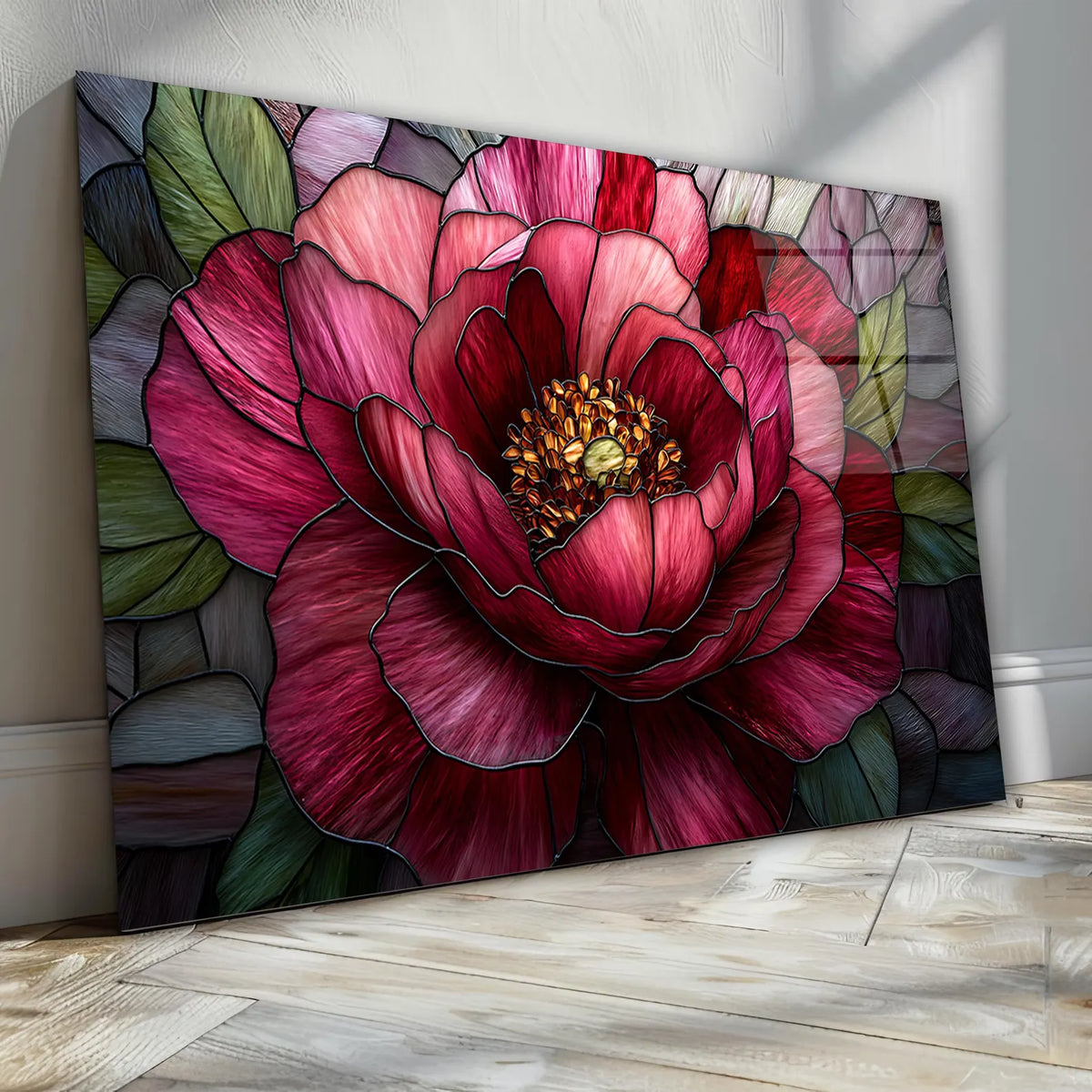 Pink Peony Glass Wall Art