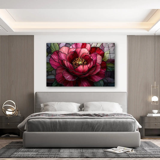 Pink Peony Glass Wall Art