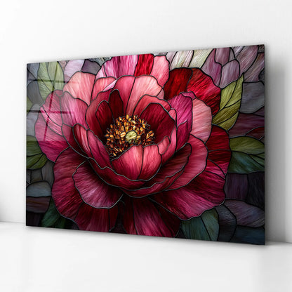 Pink Peony Glass Wall Art
