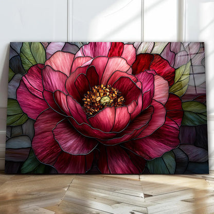 Pink Peony Glass Wall Art