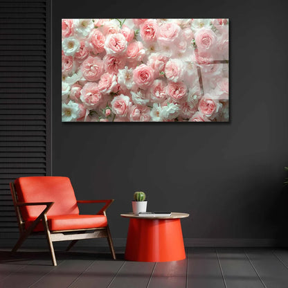 Pink Roses Glass Wall Art